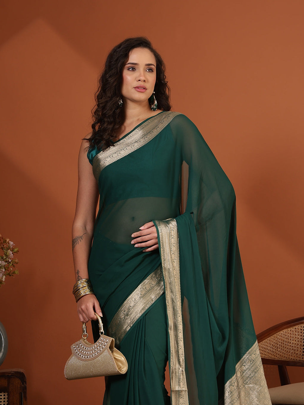 Plain Chiffon Saree