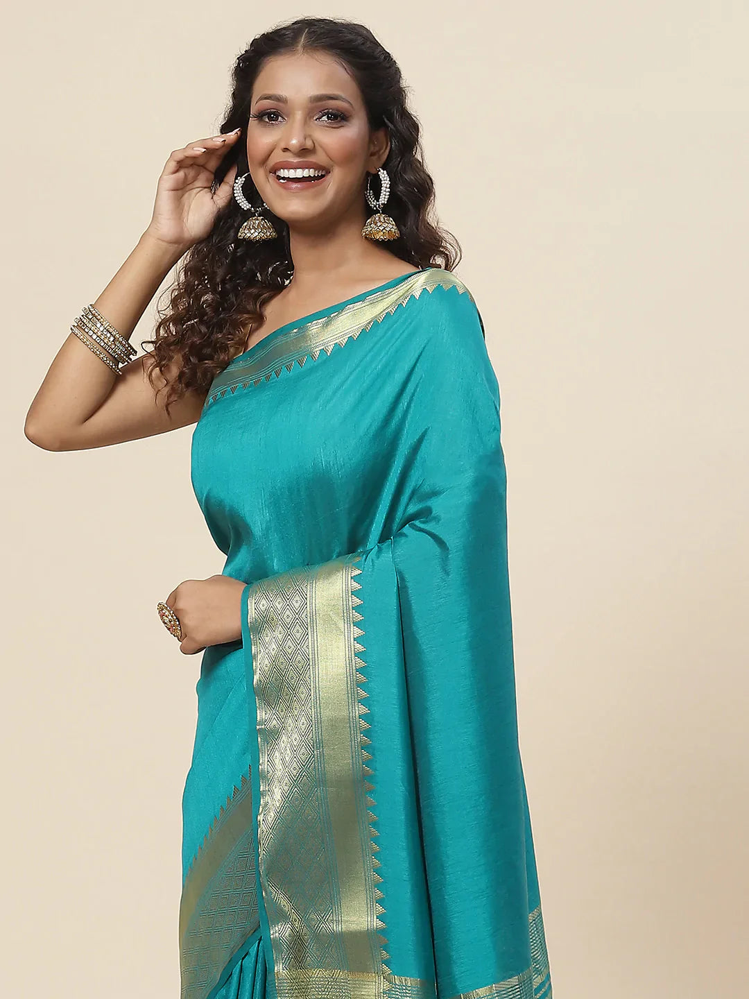 Plain Zari Border Handloom Woven Saree