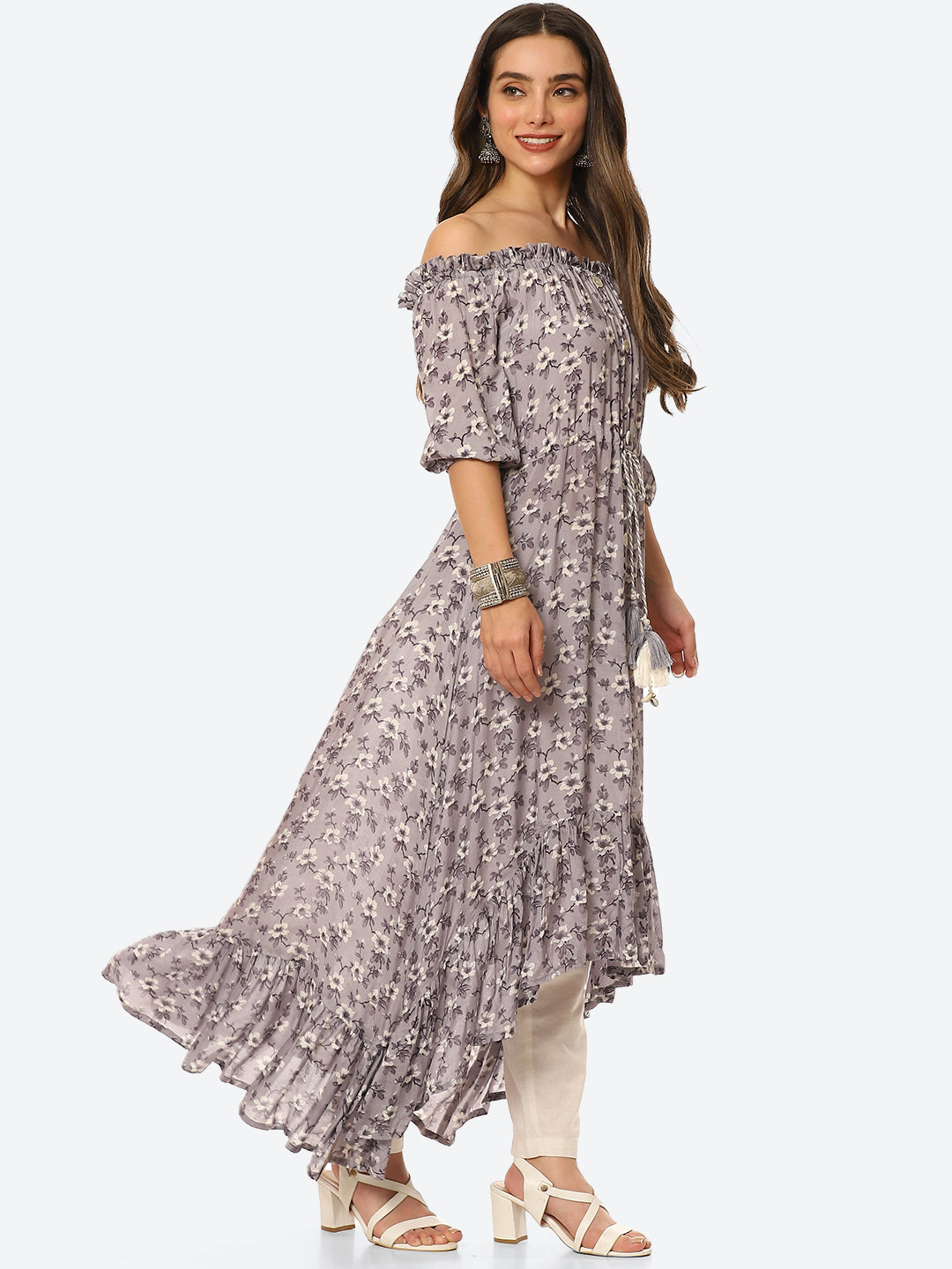 Floral Printed Muslin Kurta