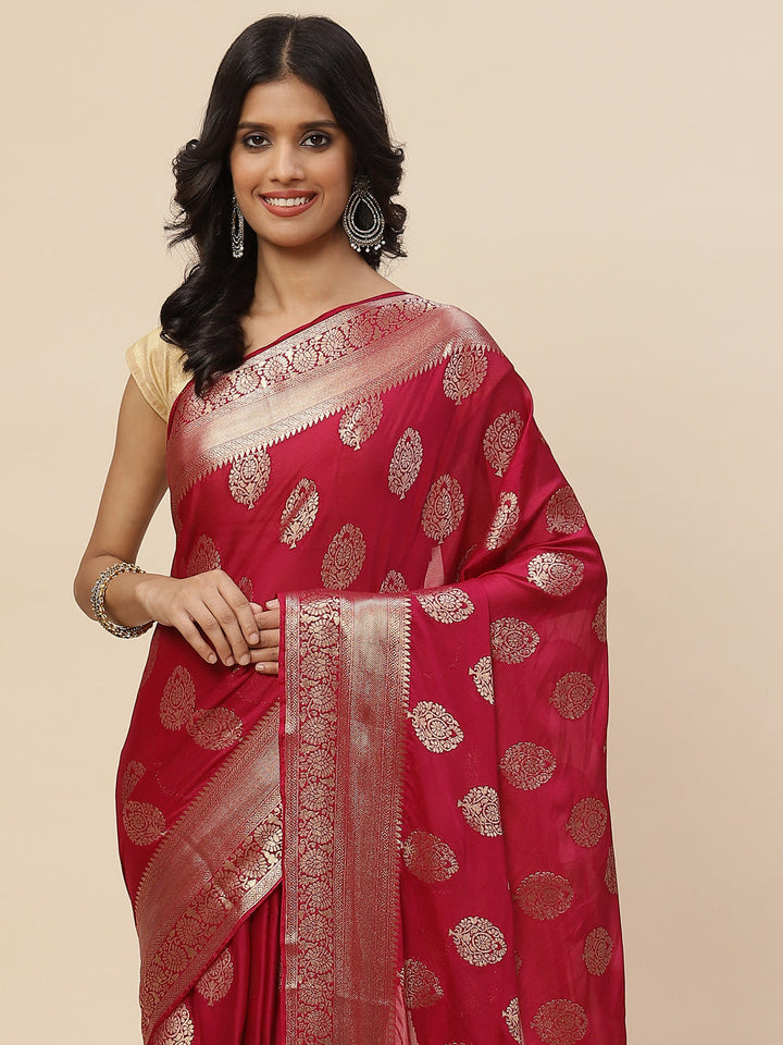 Zari Booti Chiffon Plain Saree
