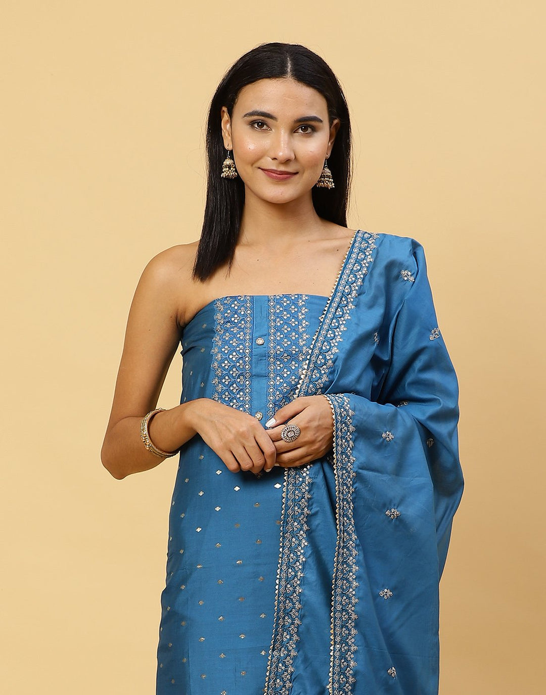 Embroidered Chanderi Suit Piece