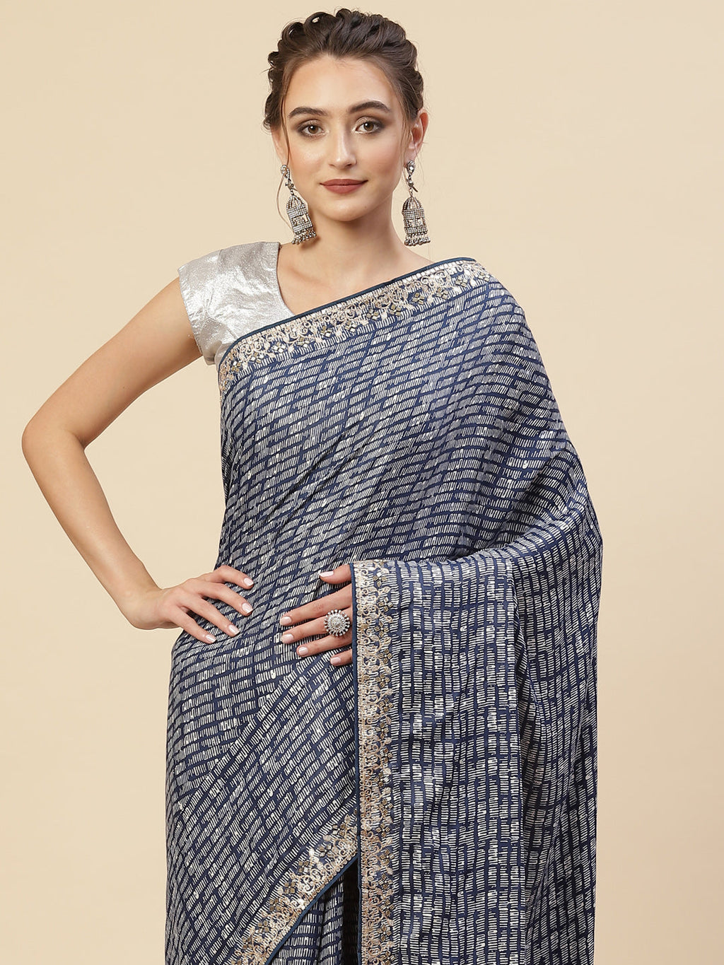 Digital Printed Satin Saree