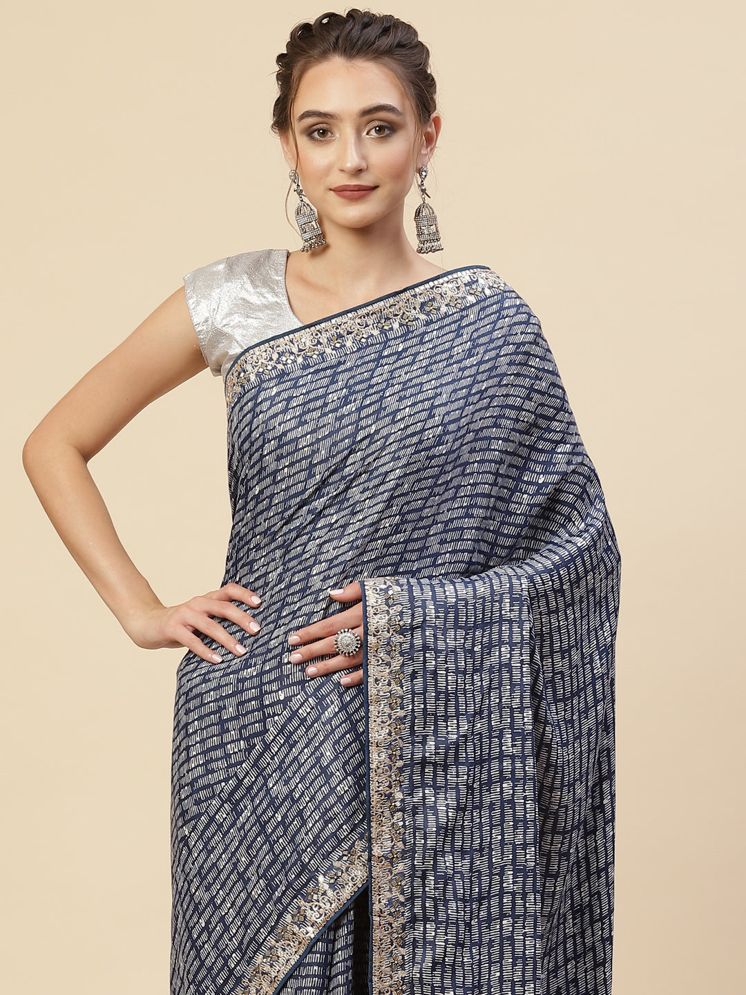 Digital Printed Satin Saree