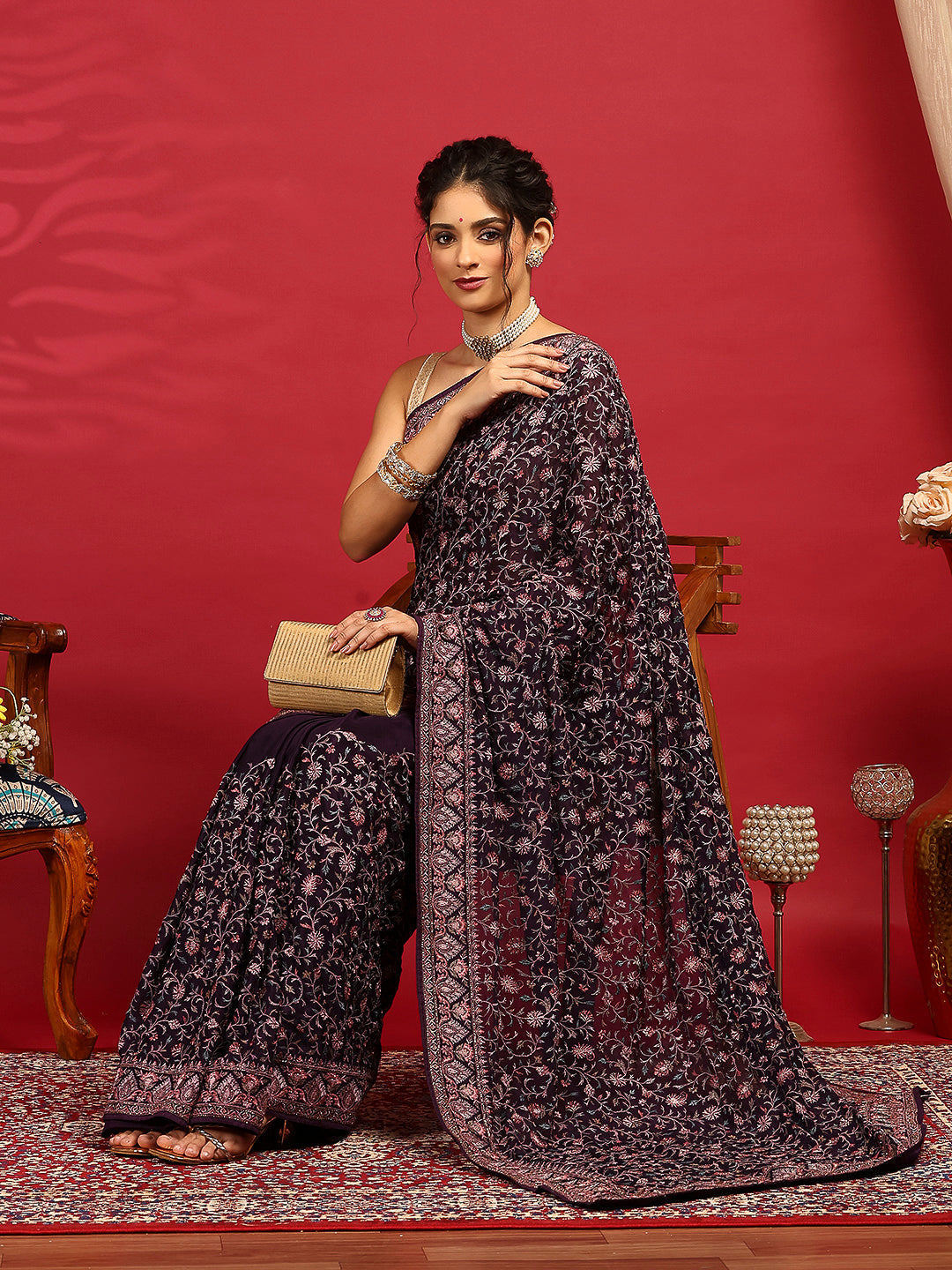 Embroidered Georgette Saree
