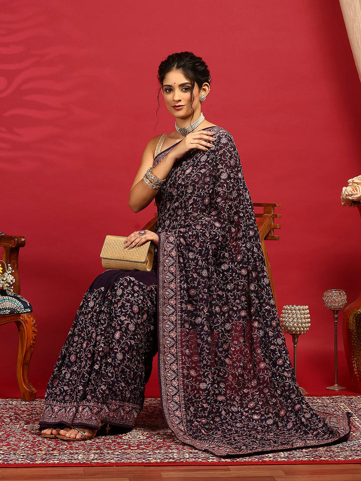 Embroidered Georgette Saree