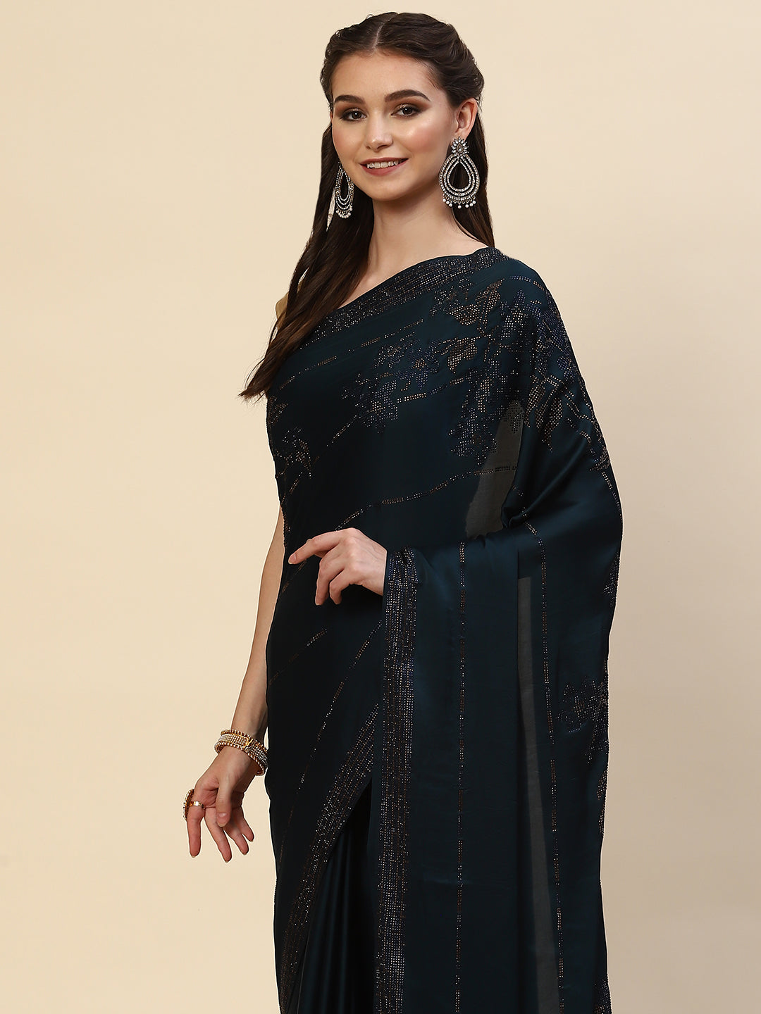 Swarovski Jaal Embroidered Satin Saree