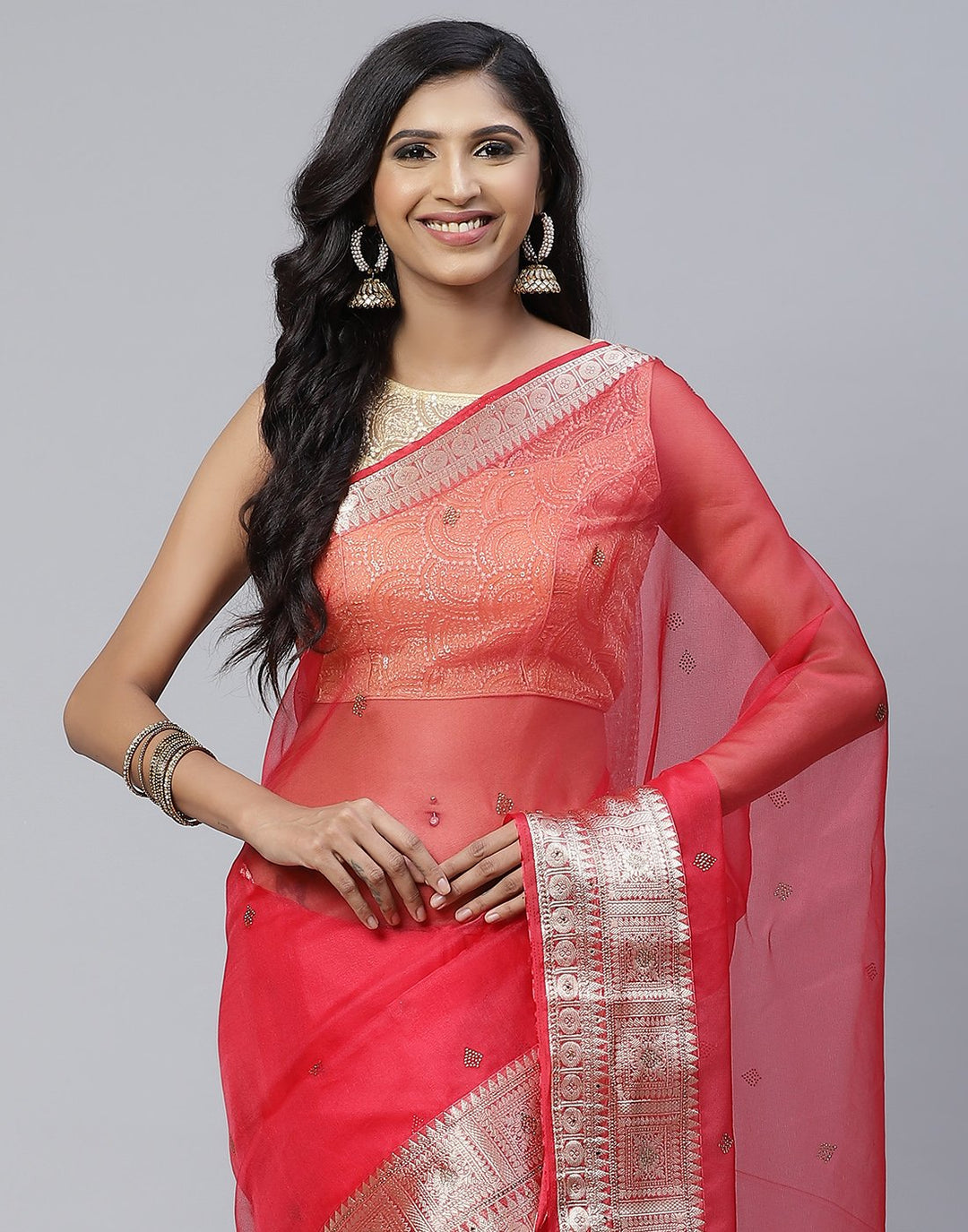 Plain Organza Saree