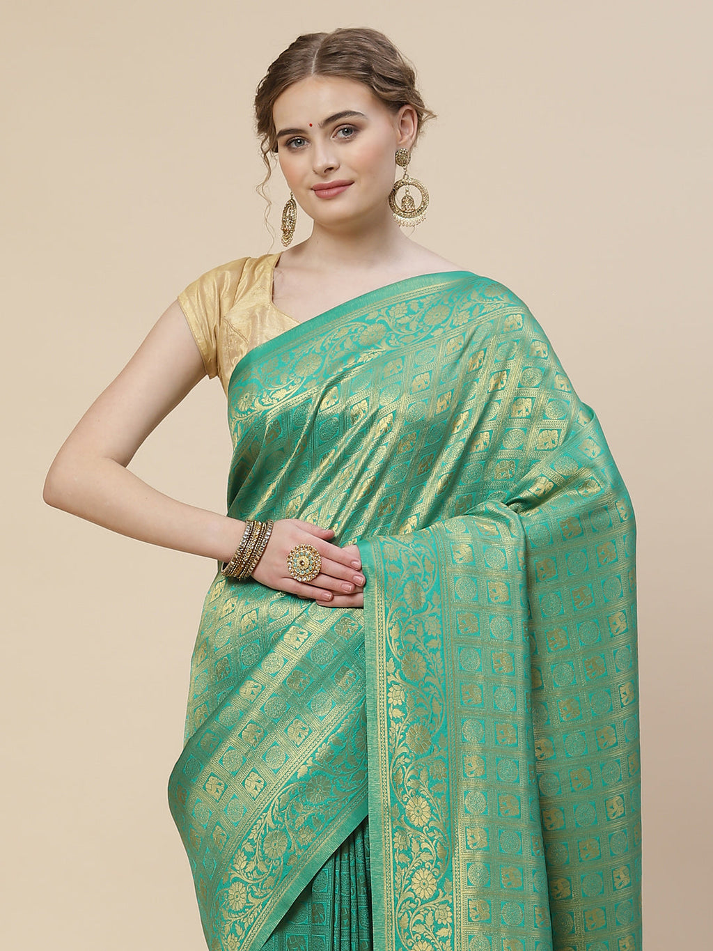 Brocade Zari Jaal Art Handloom Woven Saree