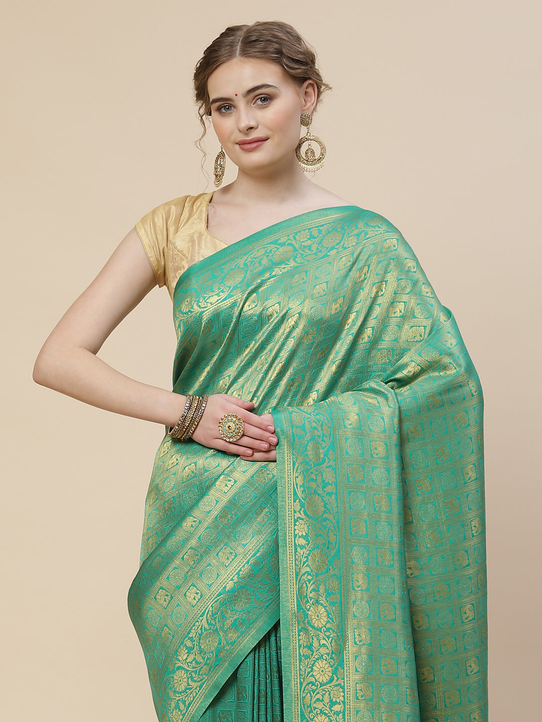Brocade Zari Jaal Art Handloom Woven Saree