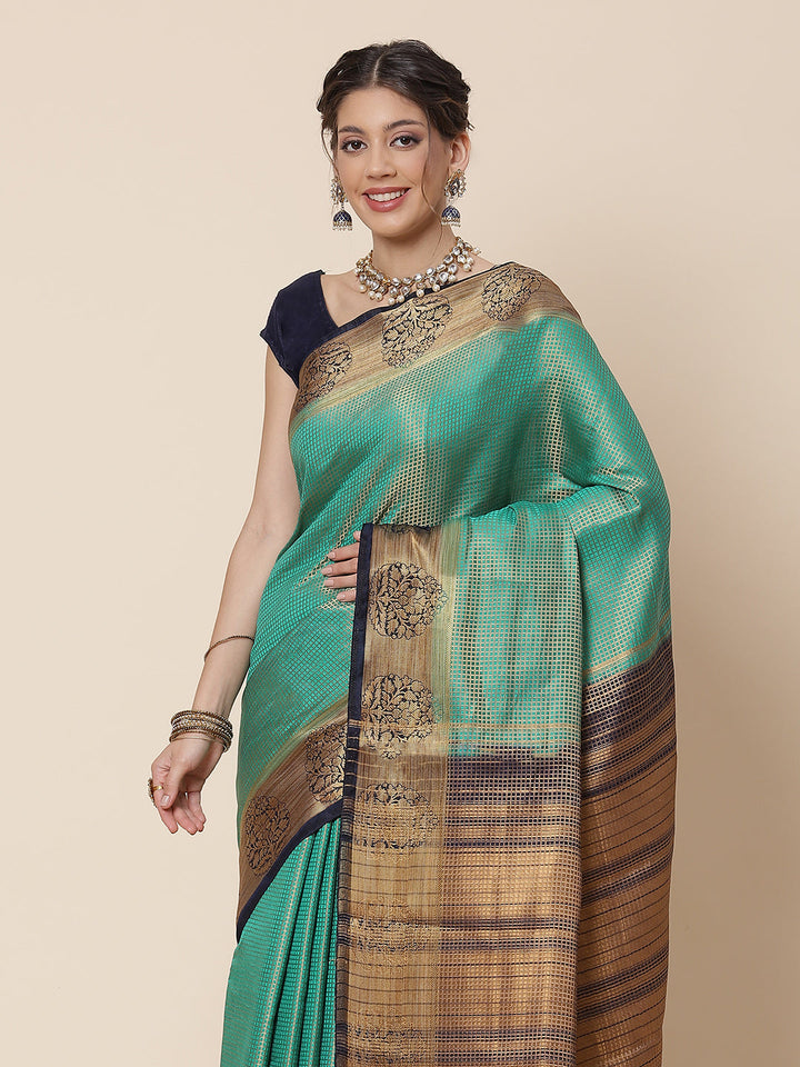 Jacquard Zari Border Art Handloom Woven Saree