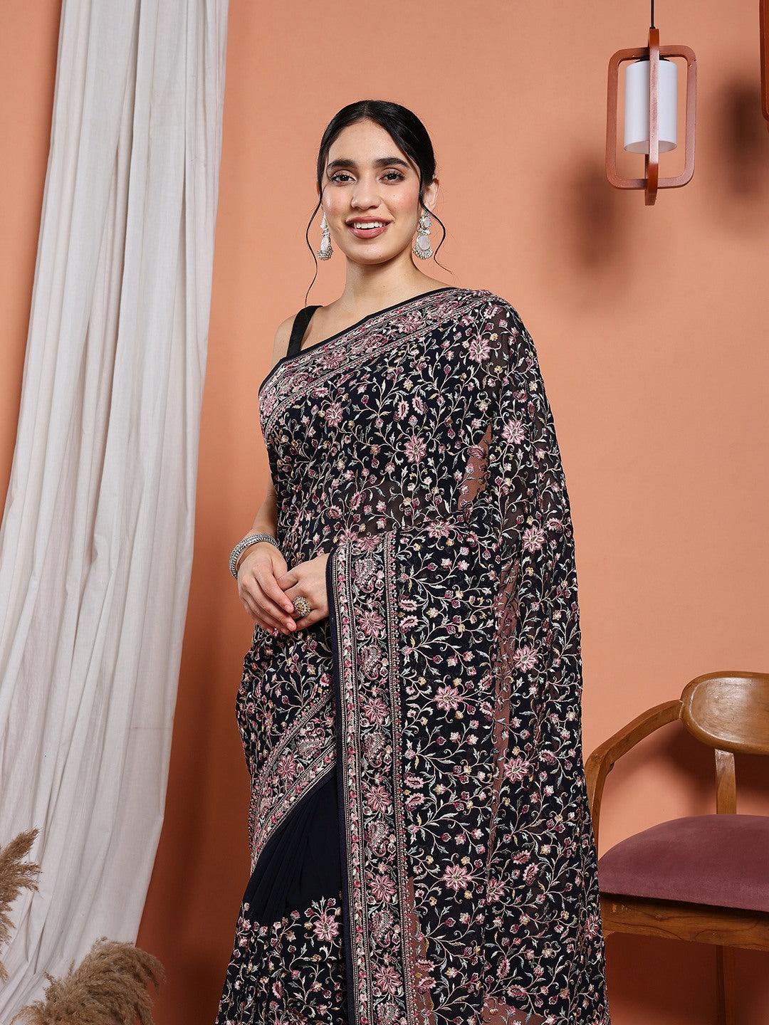 Embroidered Georgette Saree