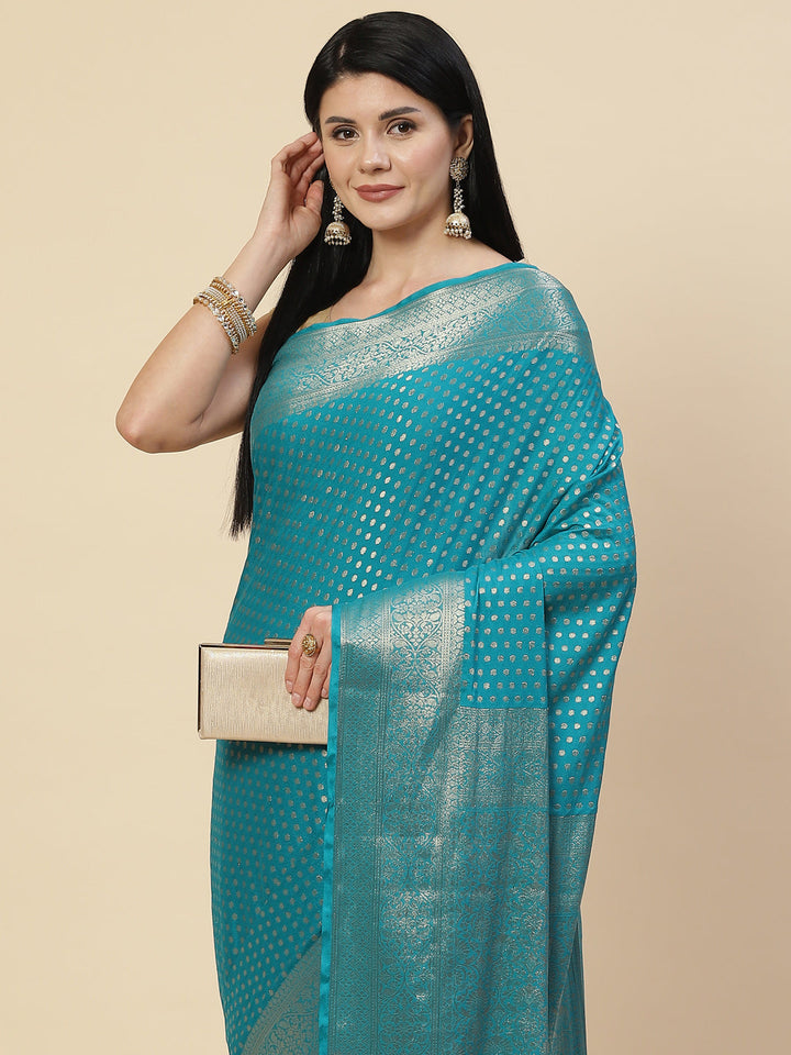 Zari Booti Georgette Plain Saree