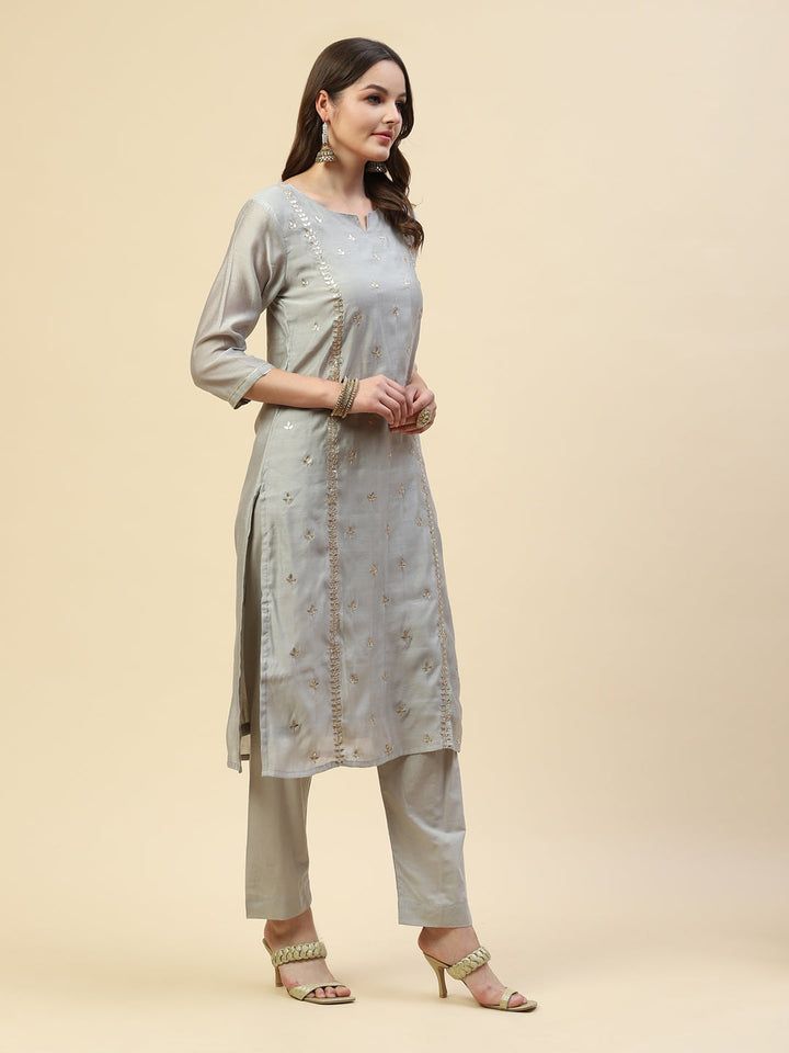 Gota Work Chanderi Kurta With Pant &amp; Cotton Dupatta