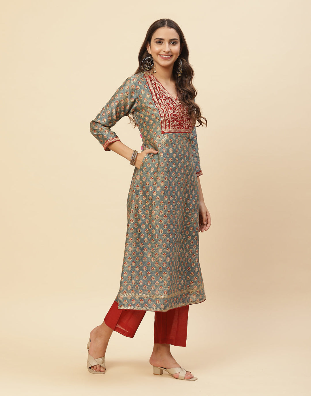 Printed Cotton Anarkali Kurti With Pant