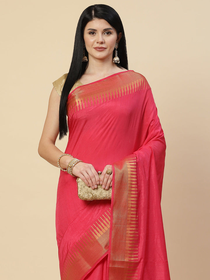 Plain Zari Border Handloom Woven Saree