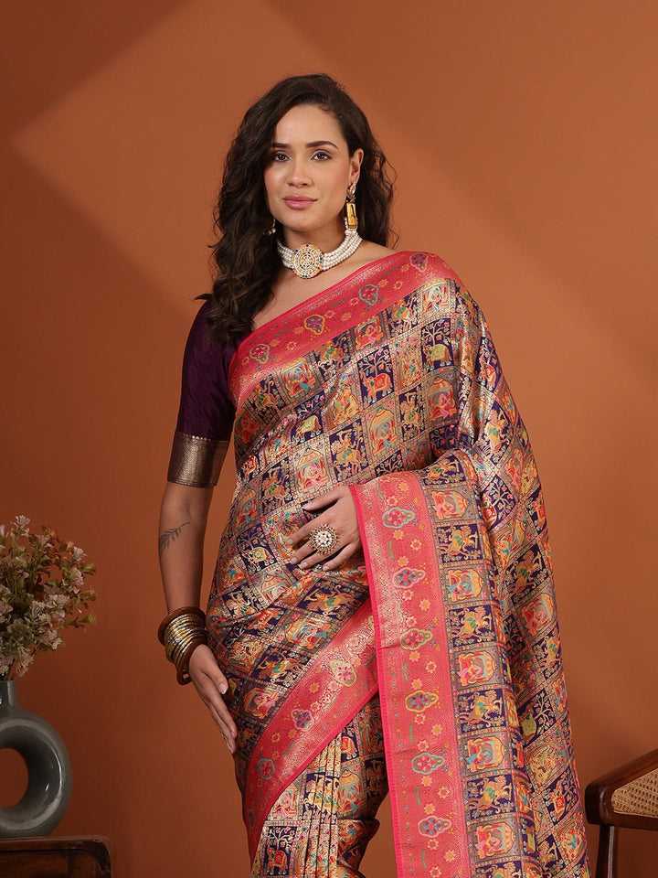 Woven Design Satin Saree