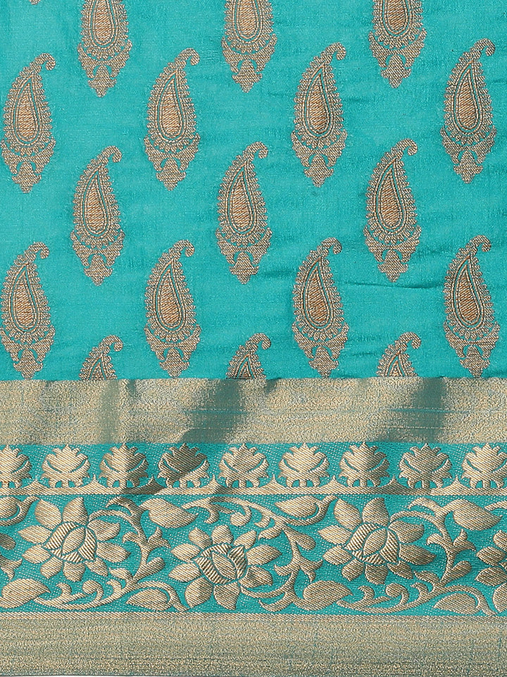 Zari Border Booti Art Handloom Woven Saree