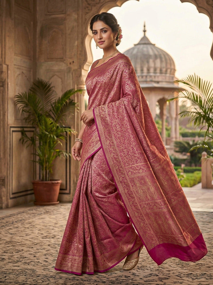 Magenta Woven Design Satan Resham Banarasi Saree