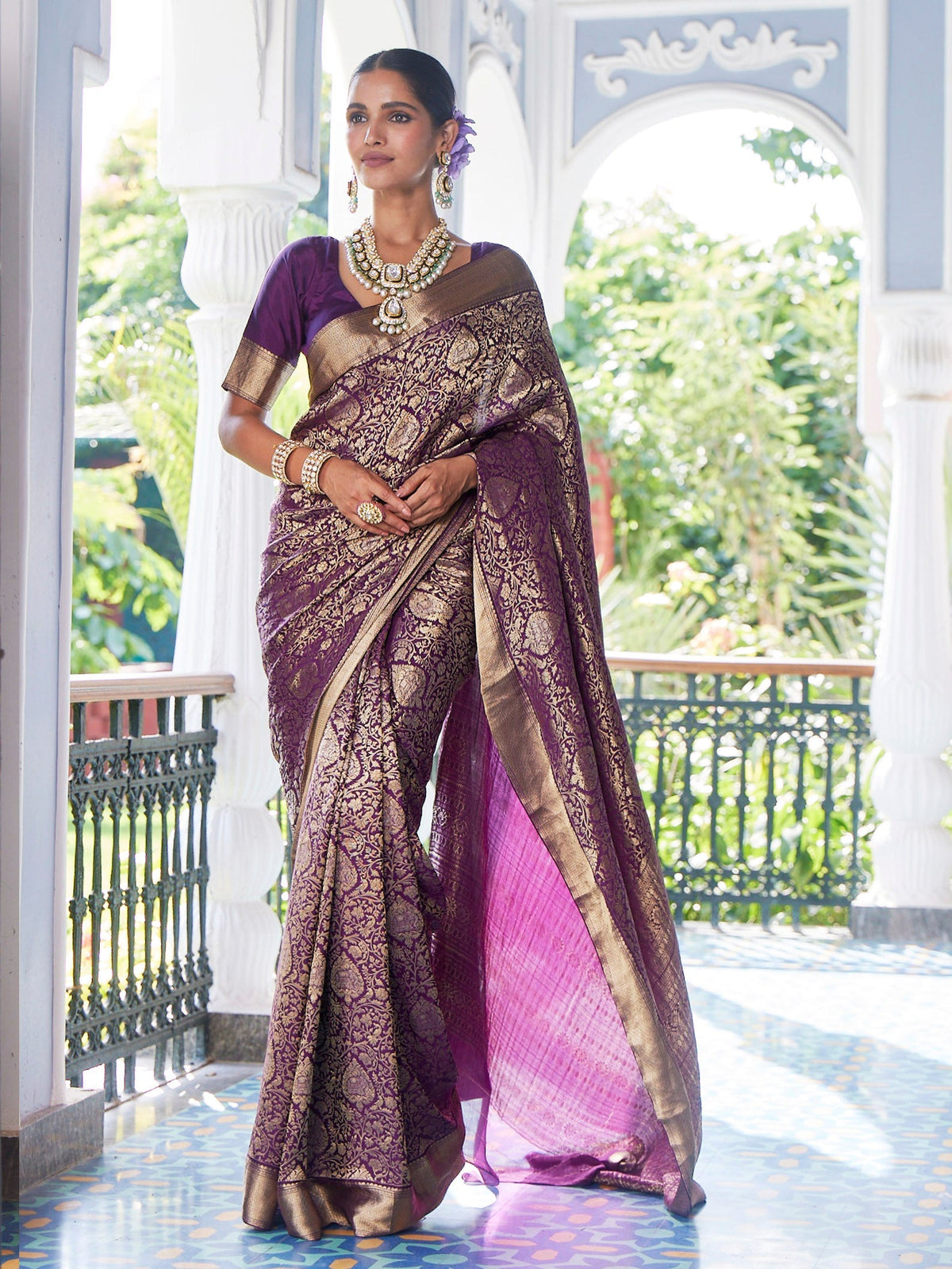 Brocade Crepe Plain Saree