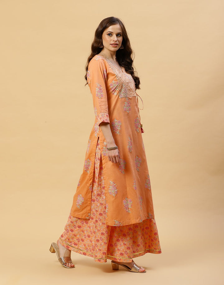 Printed Cotton Kurti With Plazzo