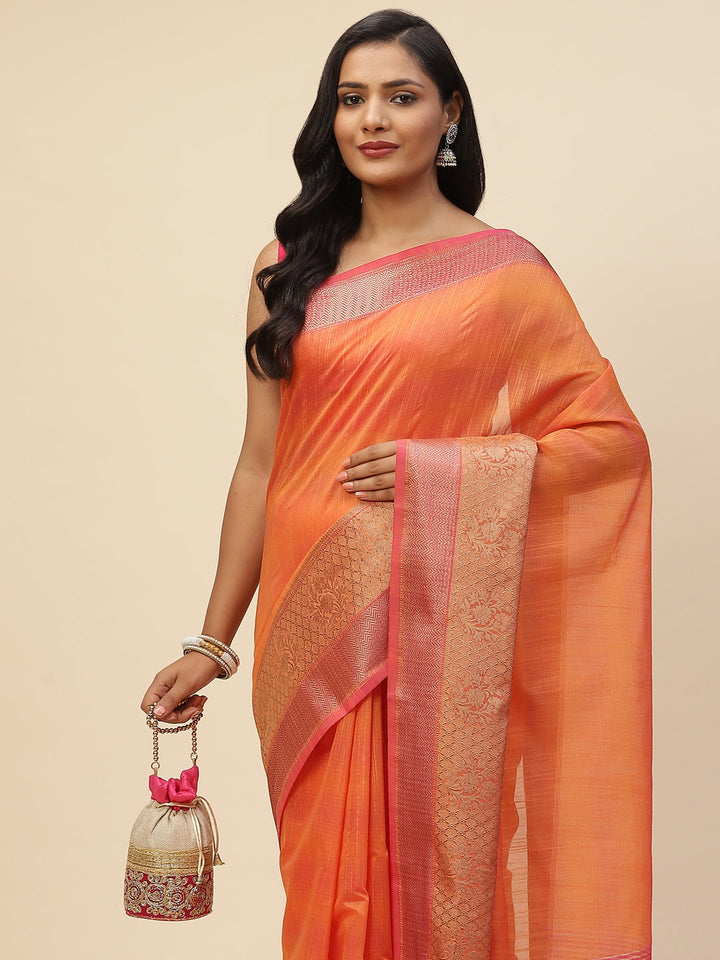 Plain Zari Border Cotton Woven Saree