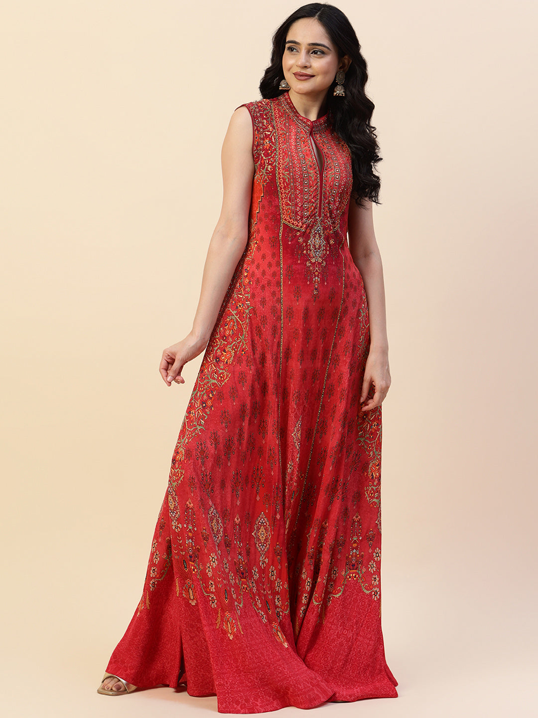 Digital Printed Crepe Gown