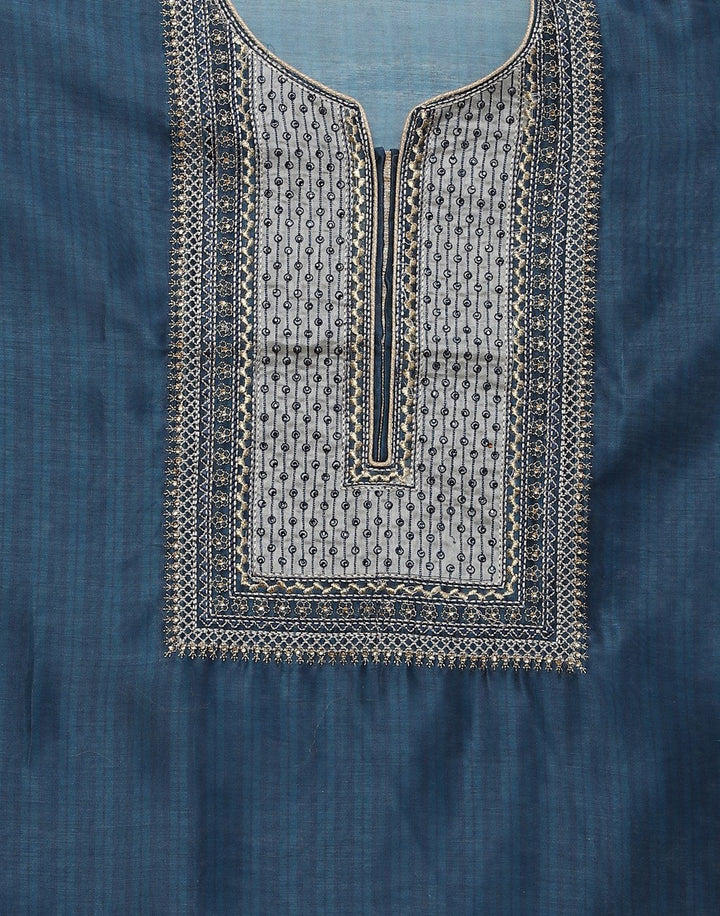 Chanderi Suit Piece With Embroidered Yoke