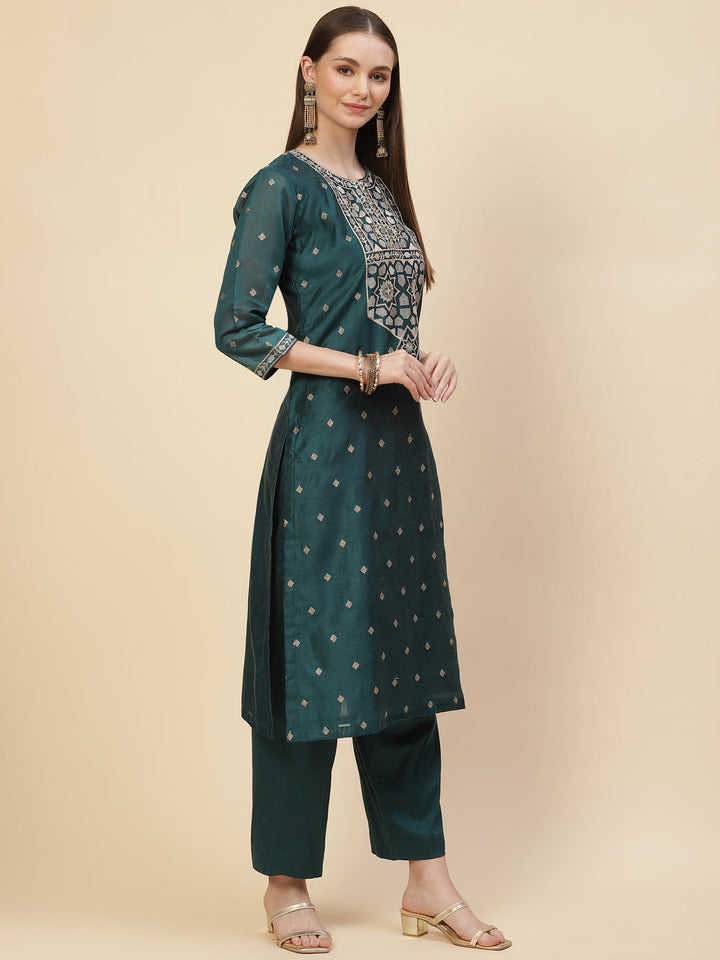 Booti Embroidered Cotton Kurta With Pants &amp; Dupatta