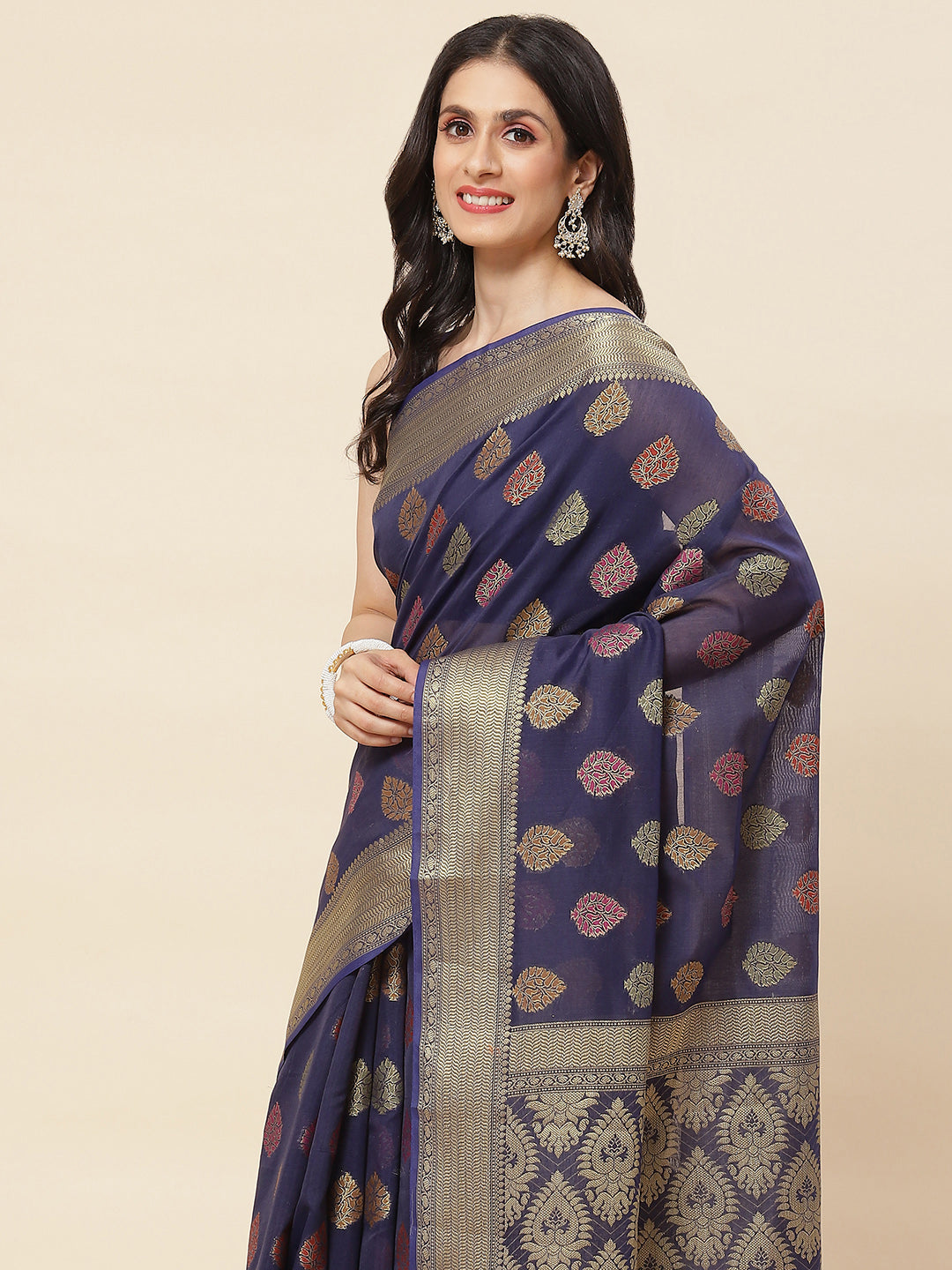 Zari Booti Woven Cotton Saree