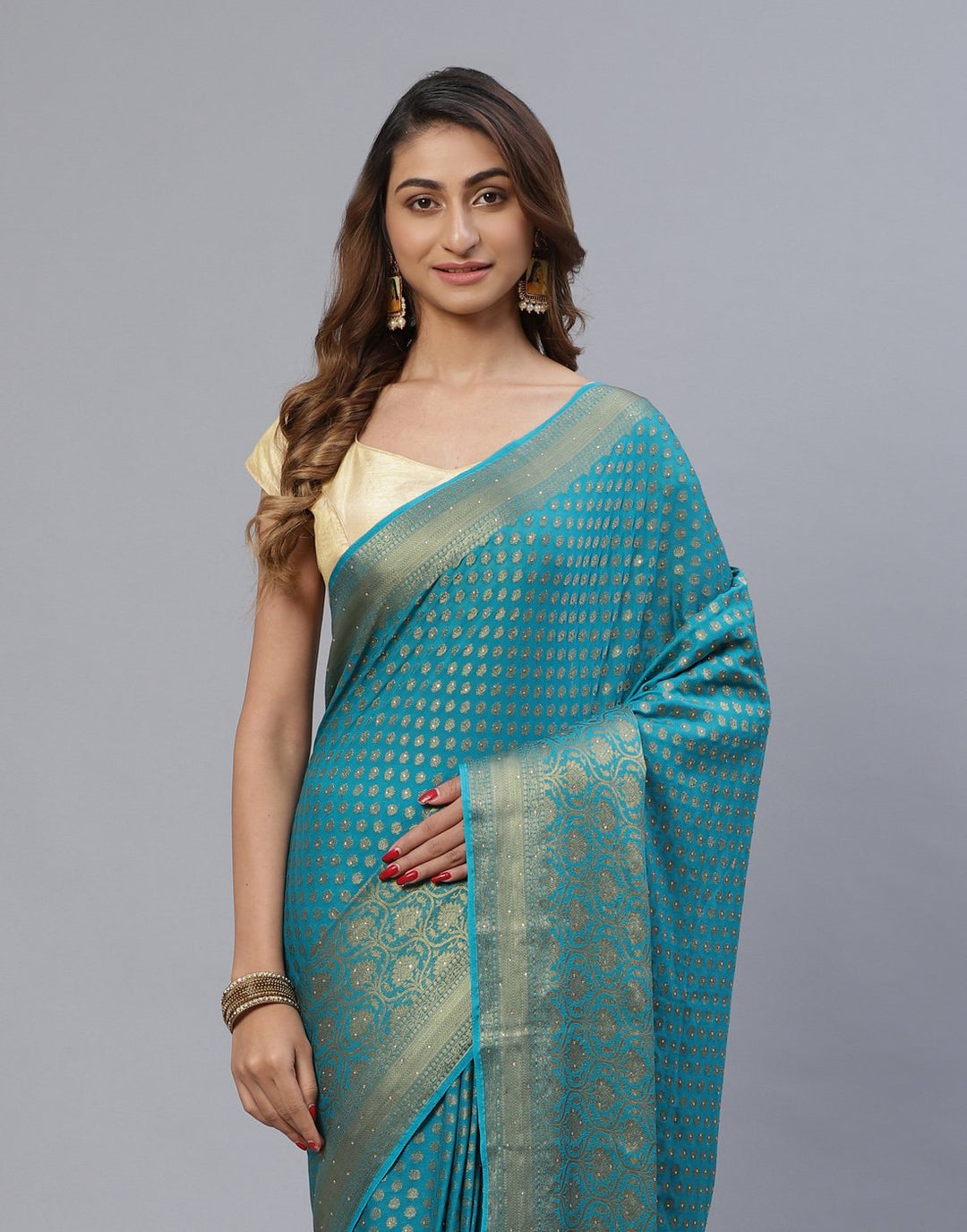 Art Chiffon Saree With Stone Work