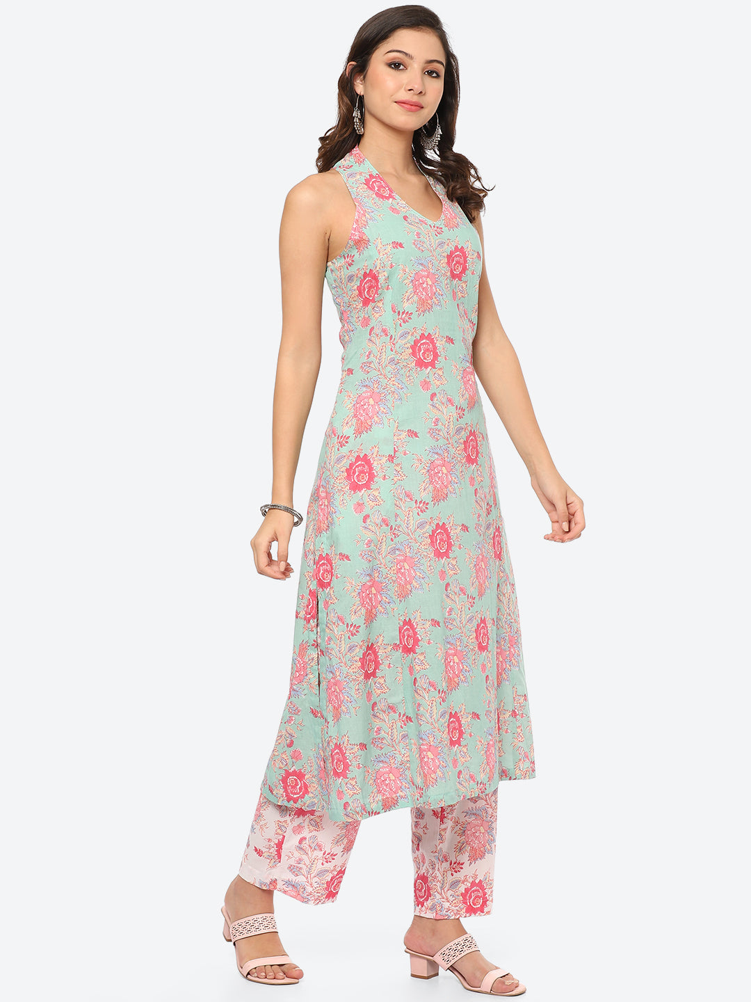 Floral Printed Cotton Kurta With Pant