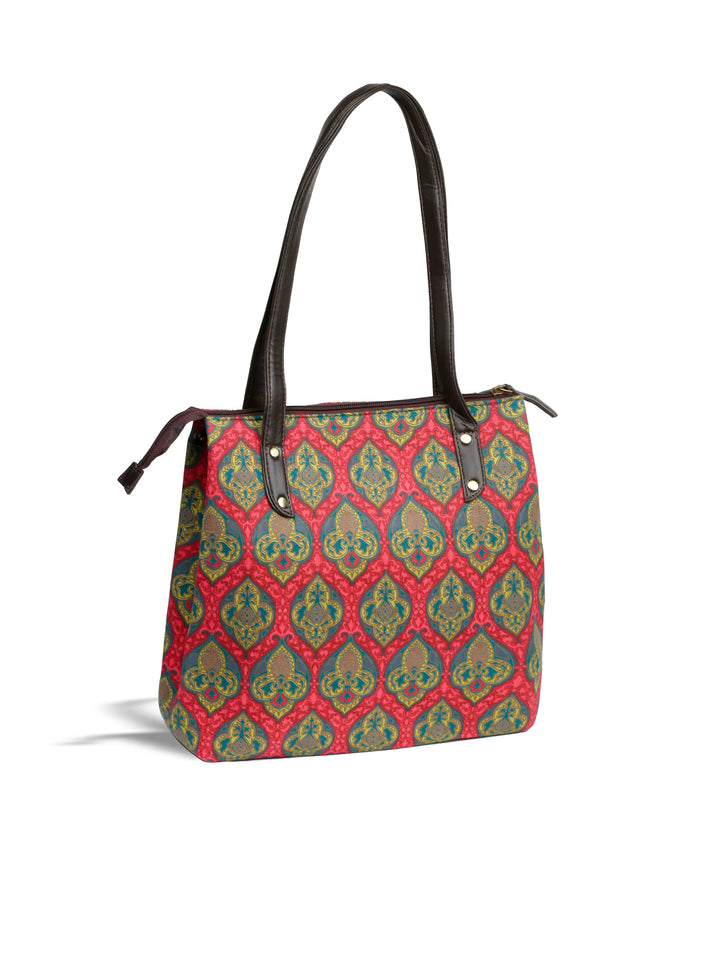 Multicolor Printed Cotton Handbag With Pouch