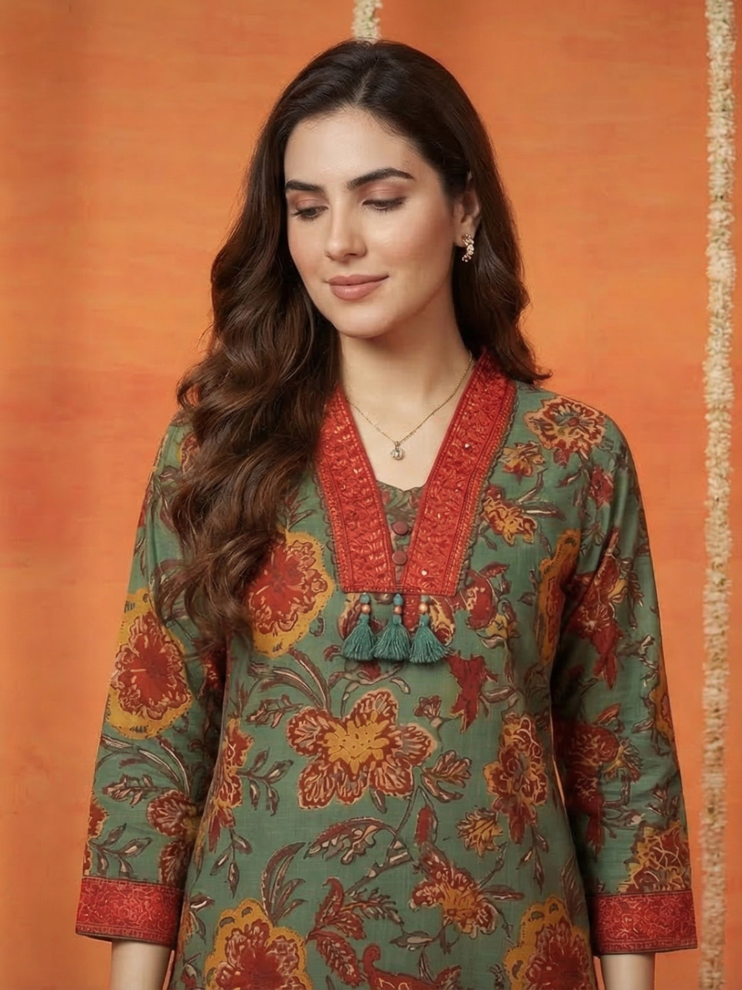 Printed Cotton Blend Kurta With Pant &amp; Dupatta