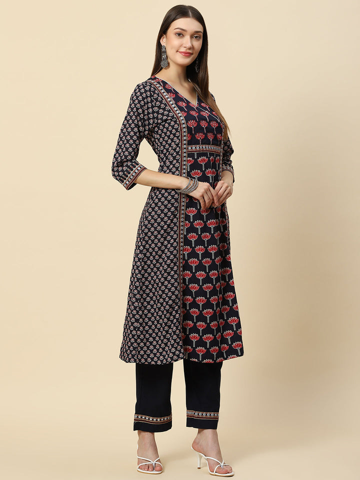 Printed Cotton Kurta With Pants