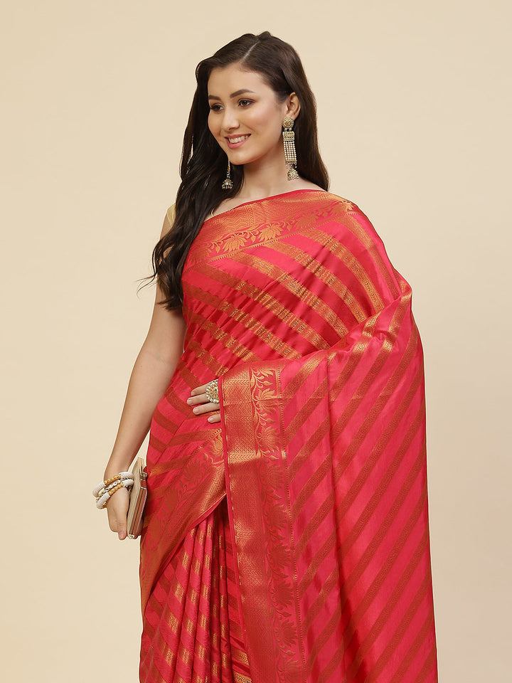 Zari Jaal Stripes Handloom Woven Saree