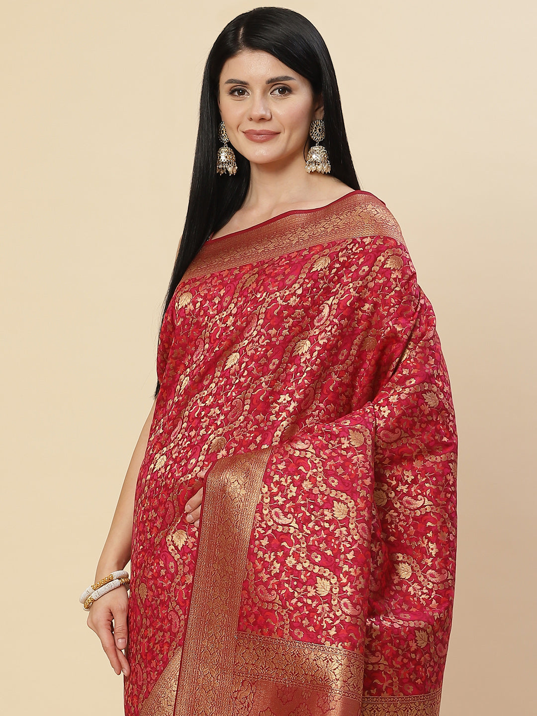 Zari Jaal Handloom Woven Saree