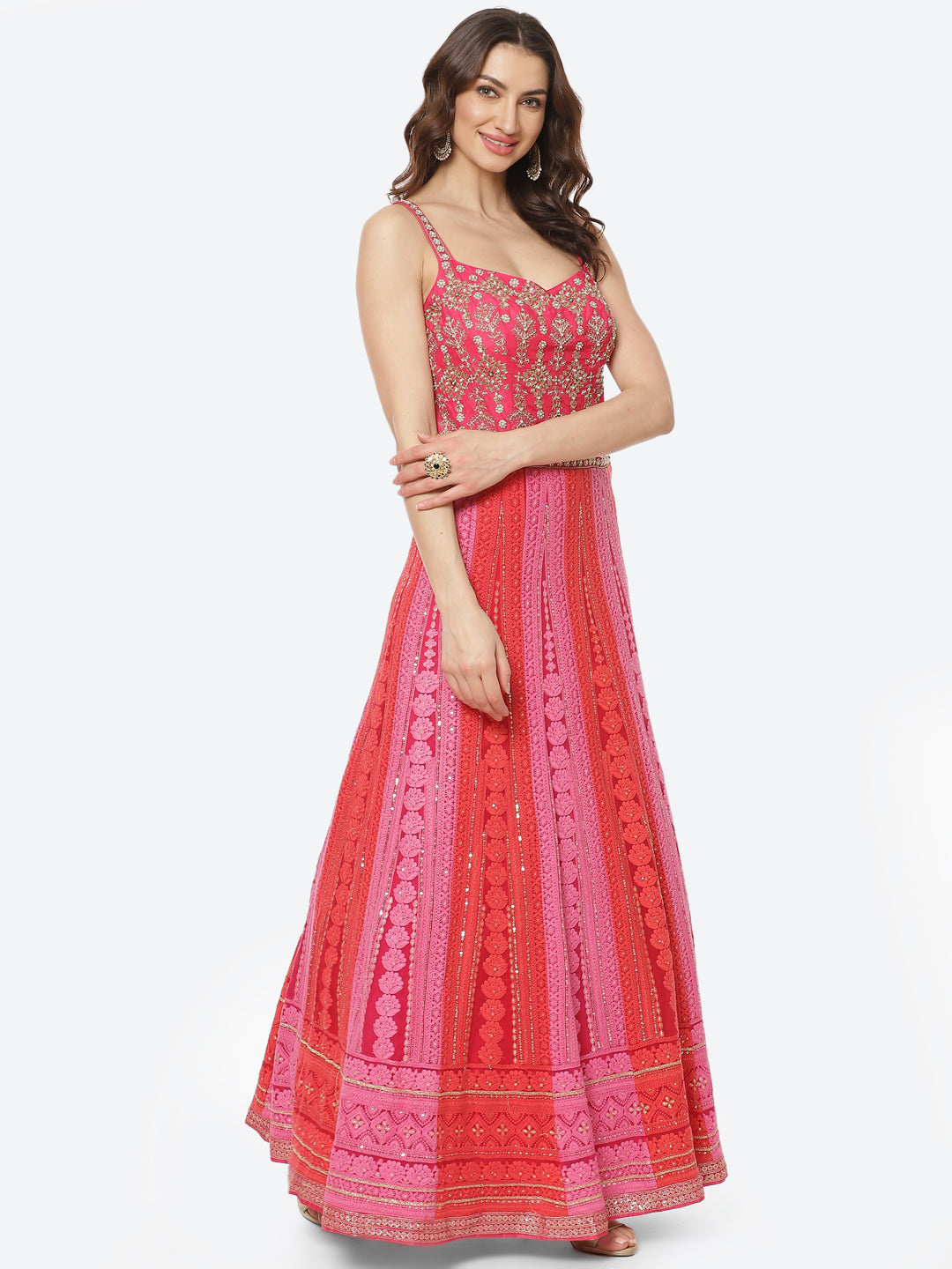 Embroidered Georgette Stitched Salwar Kameez With Dupatta