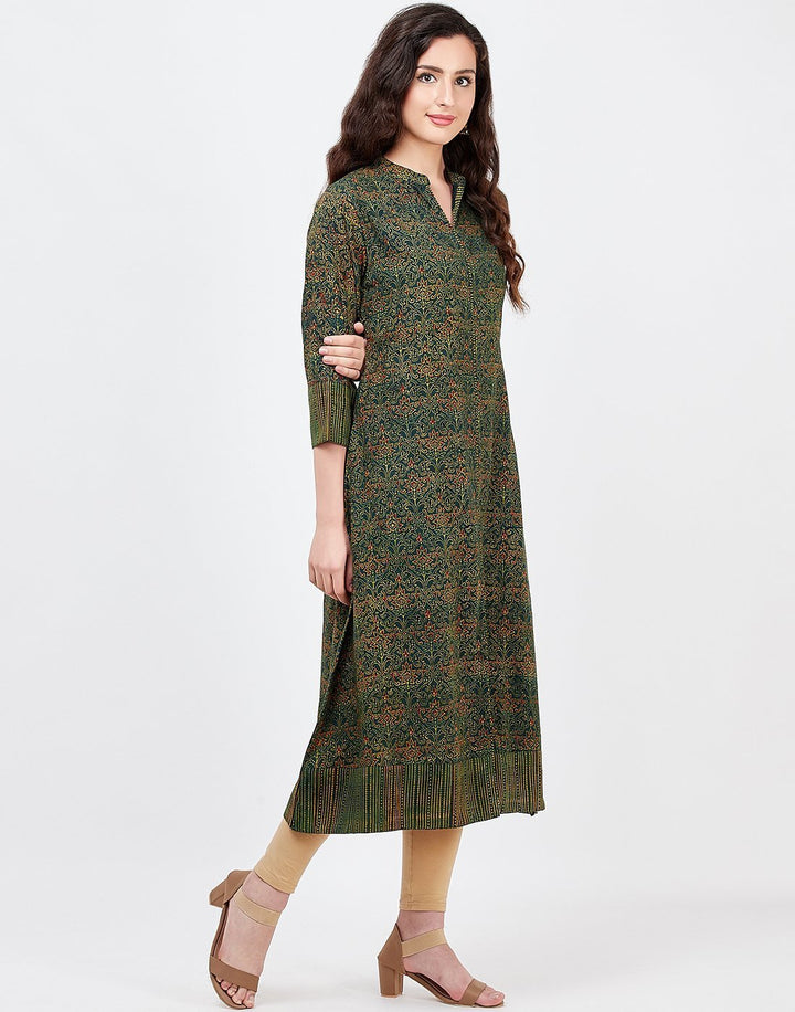 MBZ Meena Bazaar-Green Cotton Kurti