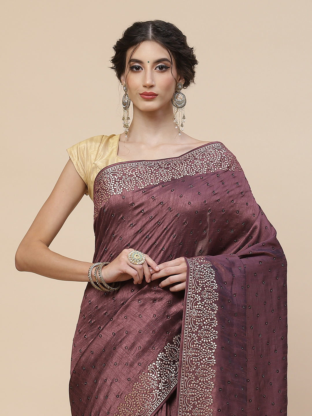 Dupion Silk Embroidery Saree