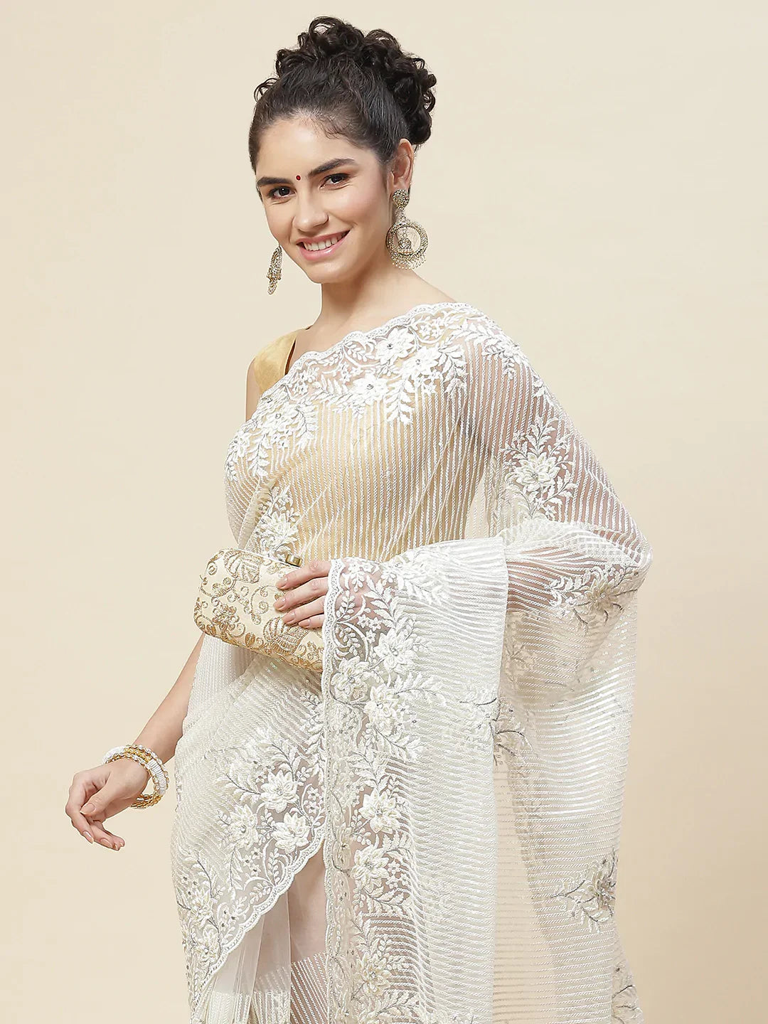 Swarovski Jaal Embroidered Net Saree