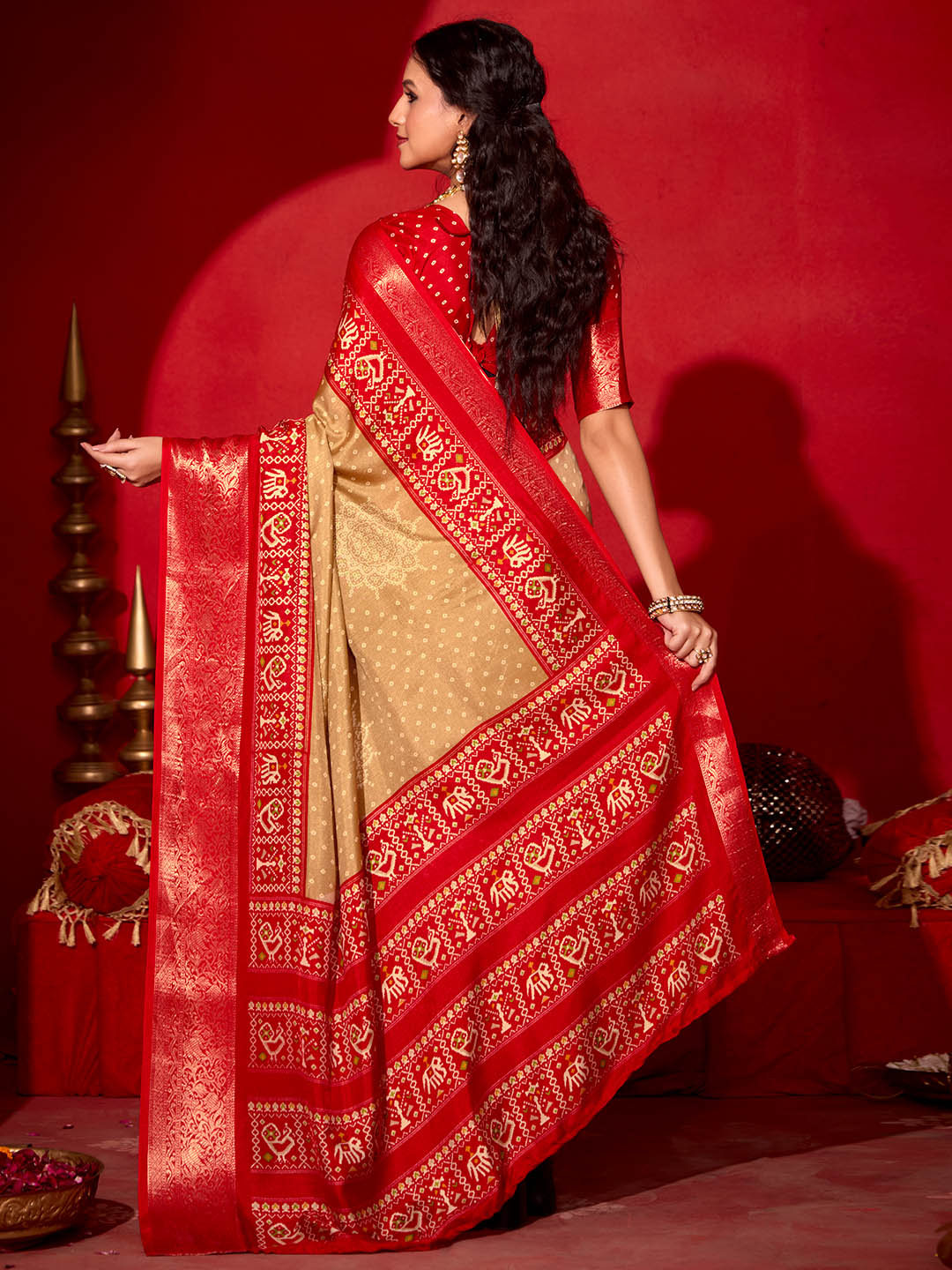 Bandhani Printed Art Silk Saree