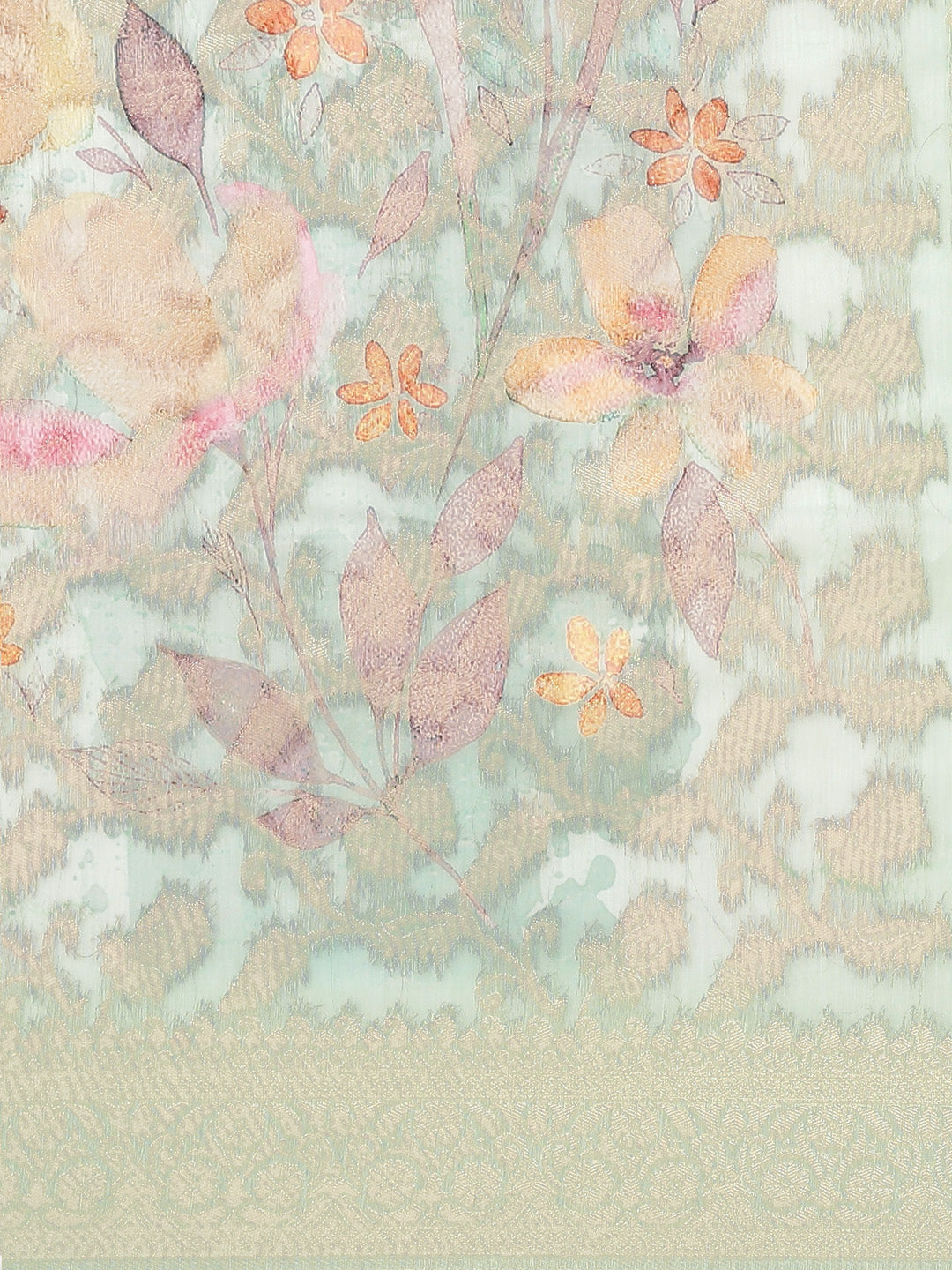 Digital Floral Printed Banarasi Pallu Cotton Chanderi Saree
