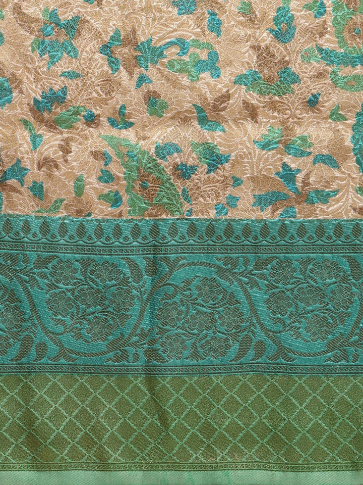 Printed Banarasi Pallu Border Art Handloom Woven Saree