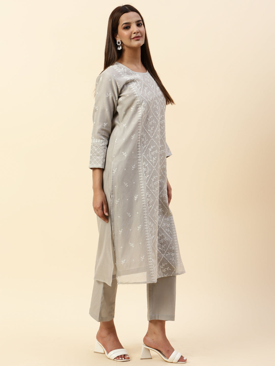 Embroidered Chanderi Kurta With Palazzo