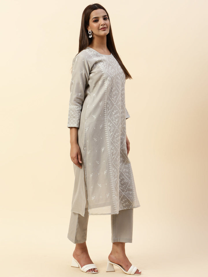 Embroidered Chanderi Kurta With Palazzo