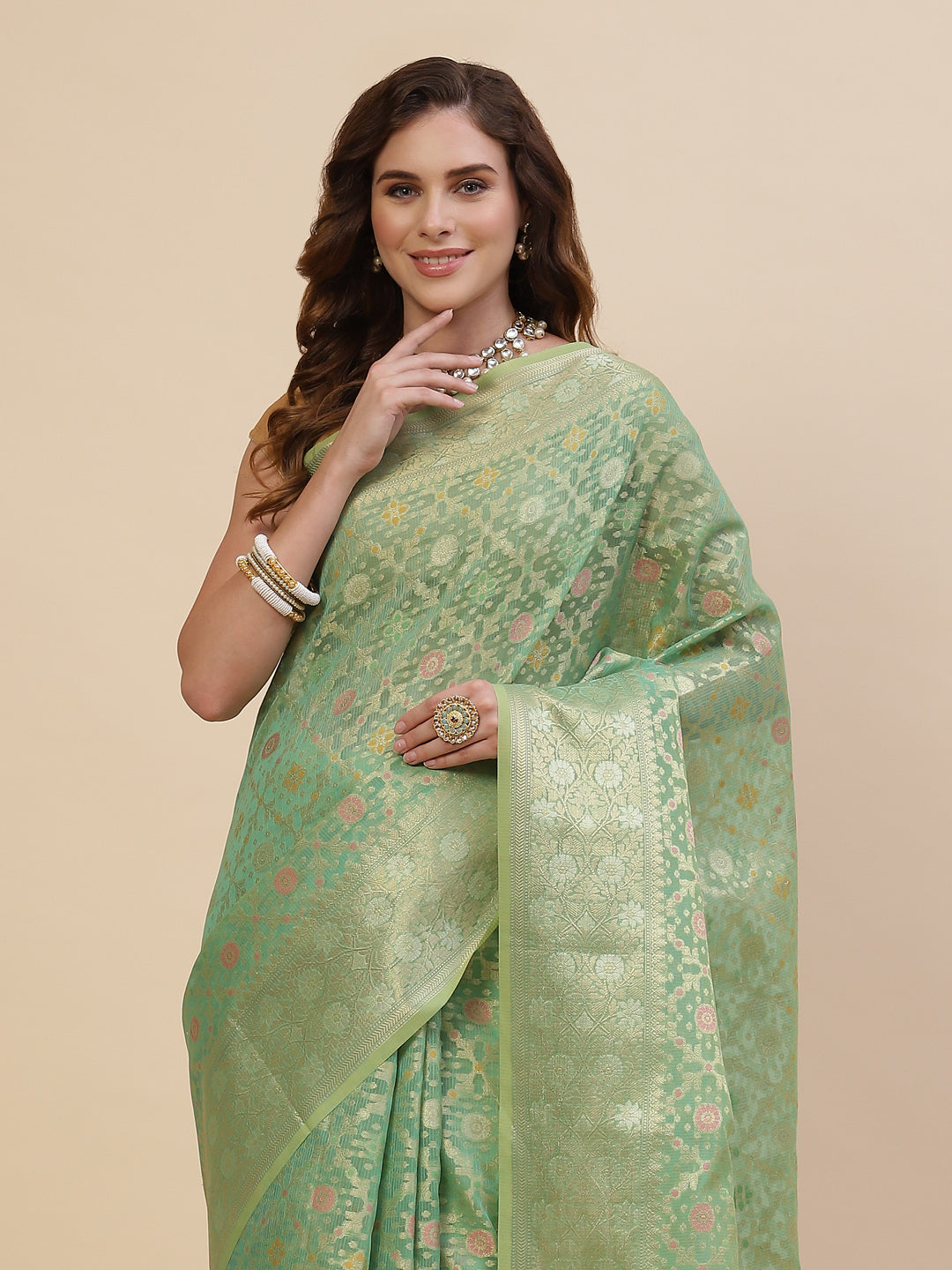 Zari Jaal Cotton Woven Saree