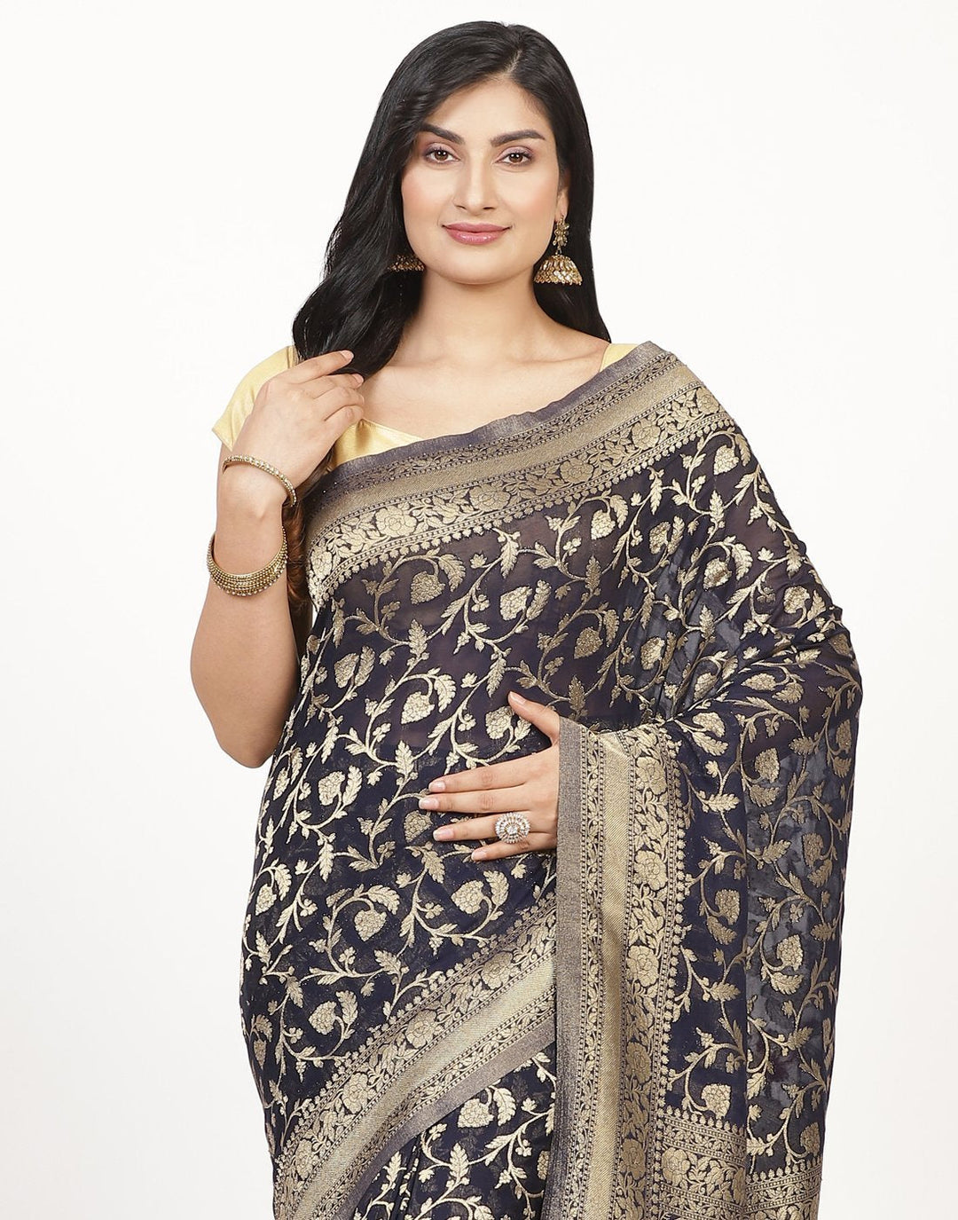 MBZ Meena Bazaar-Zari Jaal Art Georgette Saree