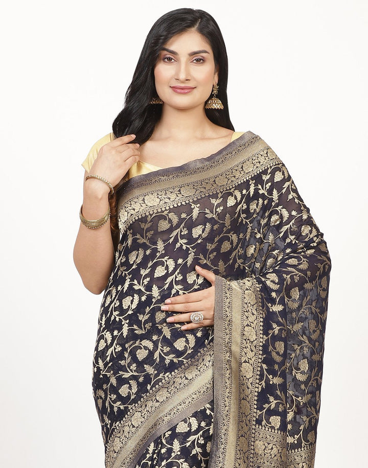 MBZ Meena Bazaar-Zari Jaal Art Georgette Saree