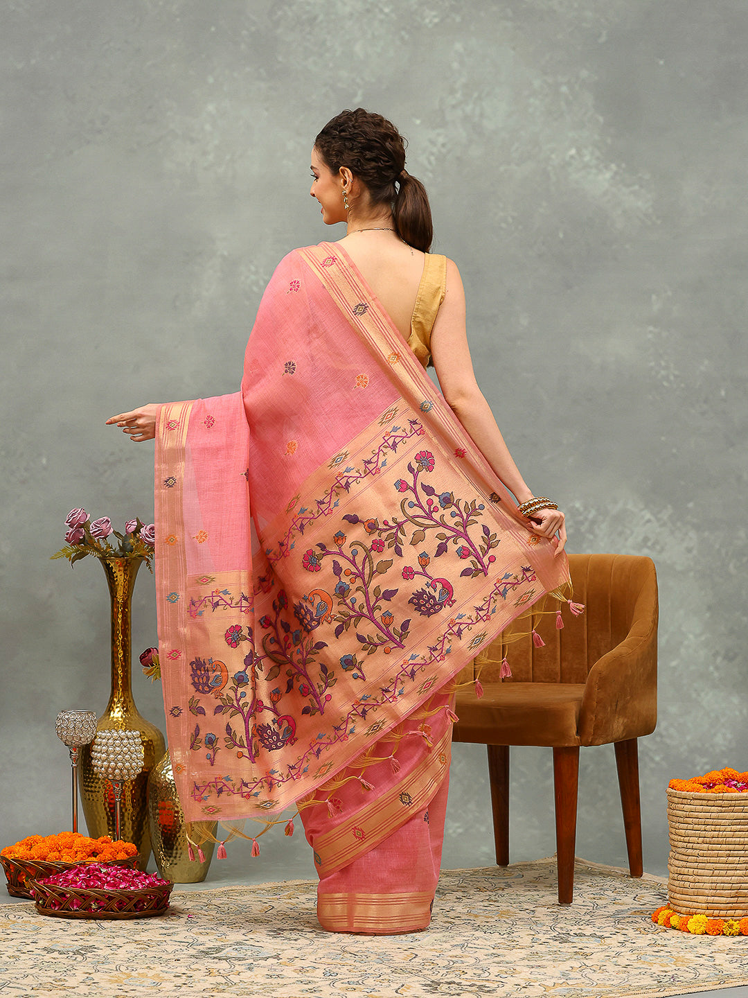 Woven Design Cotton Blend Saree