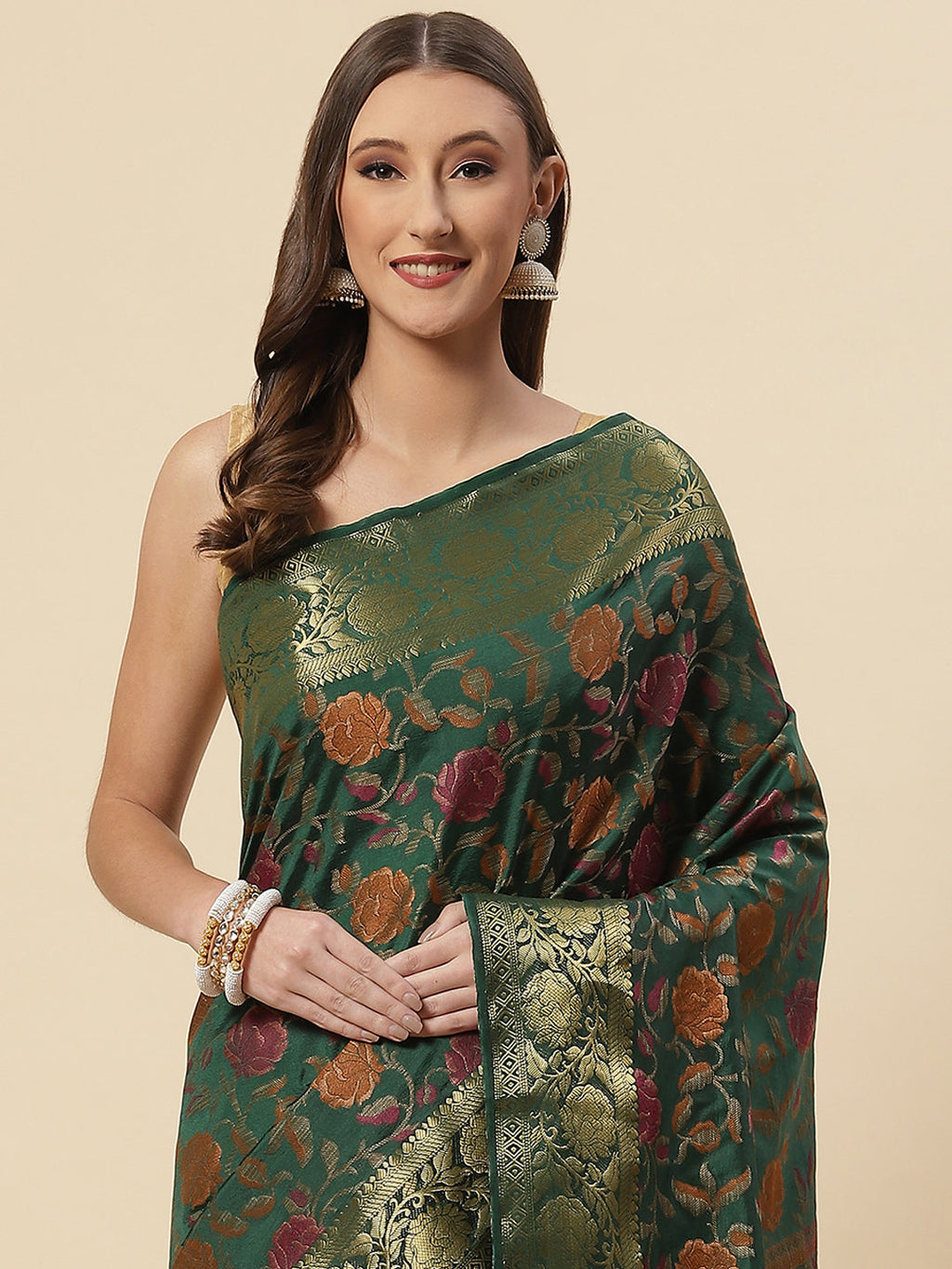 Floral Zari Jaal Handloom Woven Saree